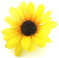 Small 3 1/2 inch Yellow Sunflower Silk Flower Hair Clip