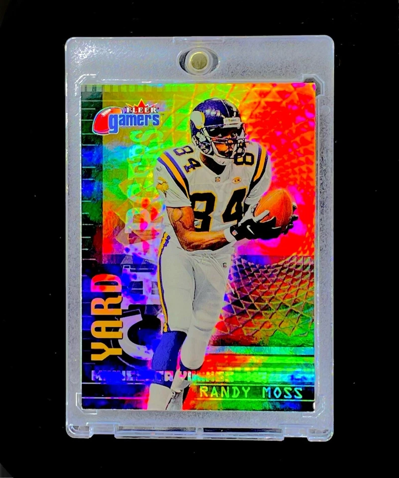RANDY MOSS BLACK REFRACTOR HOLO PATTERNED FOIL Fleer Insert Non Auto - VIKINGS - Image 2 of 4