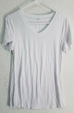 Women's Tshirts V Neck Short Sleeve Tops Tee Solid Color Blouse, White, Small
