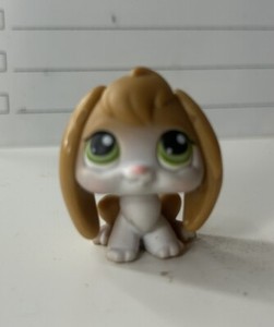 Littlest Pet Shop Authentic LPS #185 Lop Bunny Rabbit Brown White Green Eyes