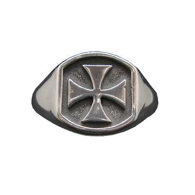 Echt Sterling Silber Herren Ring Malteserkreuz massiv gestempelt 925 Comfort Fit