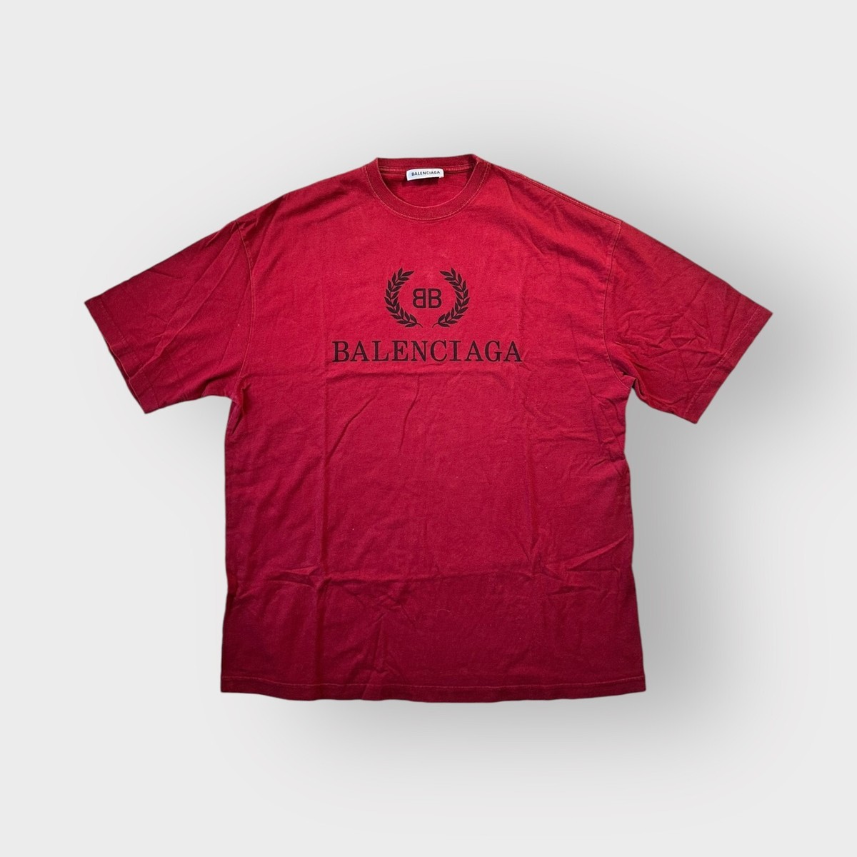 Authentic Balenciaga T-Shirt Laurel BB Logo Burgundy size S | eBay