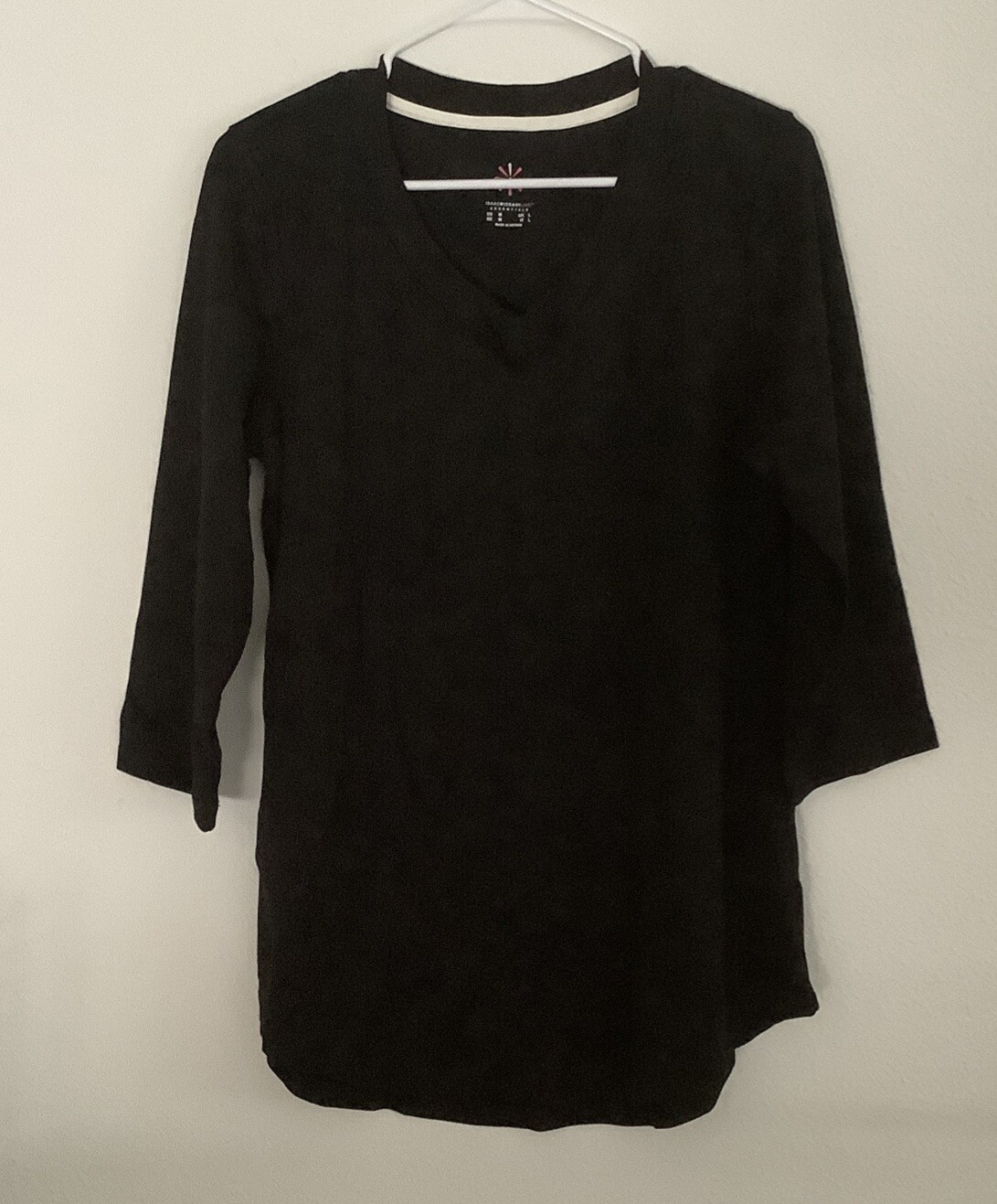 Isaac Mizrahi Live Essentials Pima Cotton 3/4 Sleeve Tunic-Black (Sz M) A278784