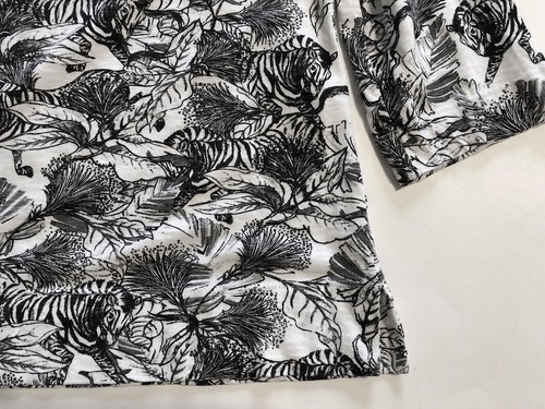 Chicos 1 Women's M Knit Top Pullover 3/4 Sleeve Cotton Blend Zebra Jungle Print - Picture 5 of 10