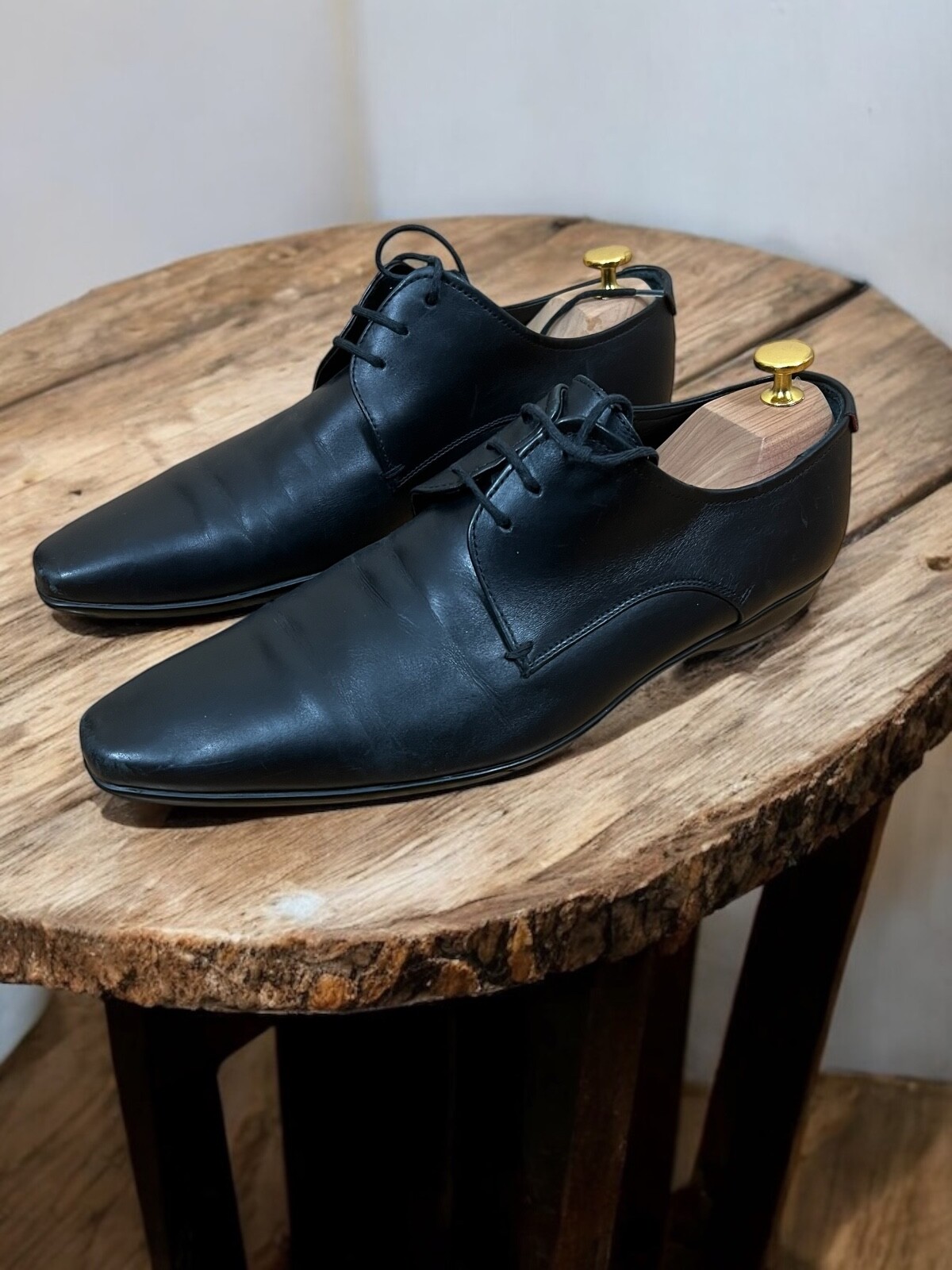 SAOLA Stivali stringati HUGO BOSS uomo in pelle nera taglia EU43 US10