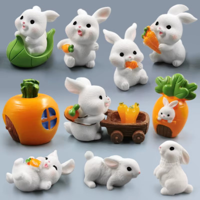 Niedliche Osterhase Figur Miniatur Fee Garten Haus Zimmer Deko UK