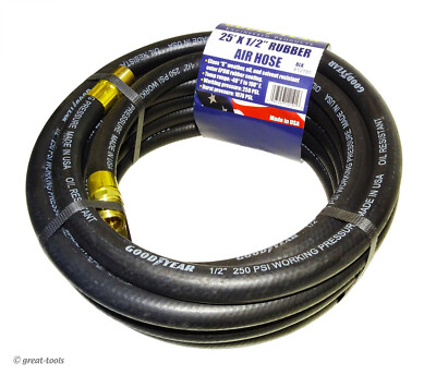 COMPRESSED AIR HOSE   25  x 1/2    Goodyear black rubber hoses   air compressor