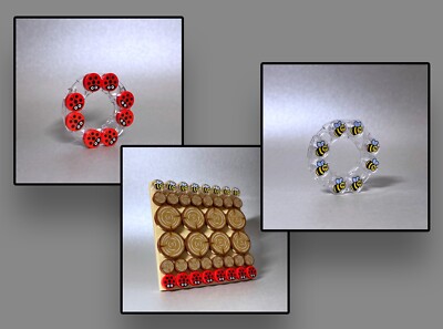 LEGO  Fliese 98138 / 1x1 rund Baumscheibe Baumstamm Tiere Biene Marienkäfer