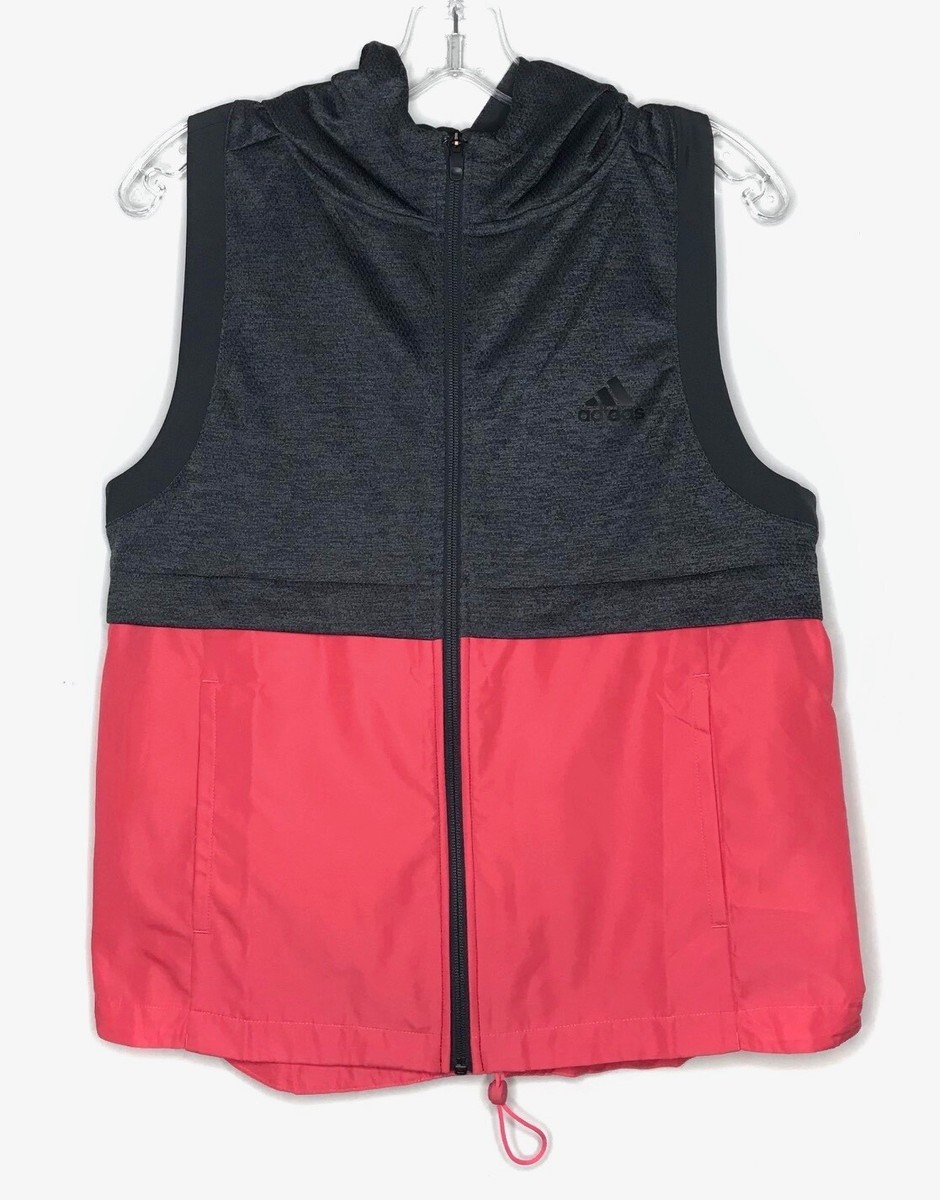 Adidas Climalite Hooded Vest Womens M Full Zip Colorblock Golf