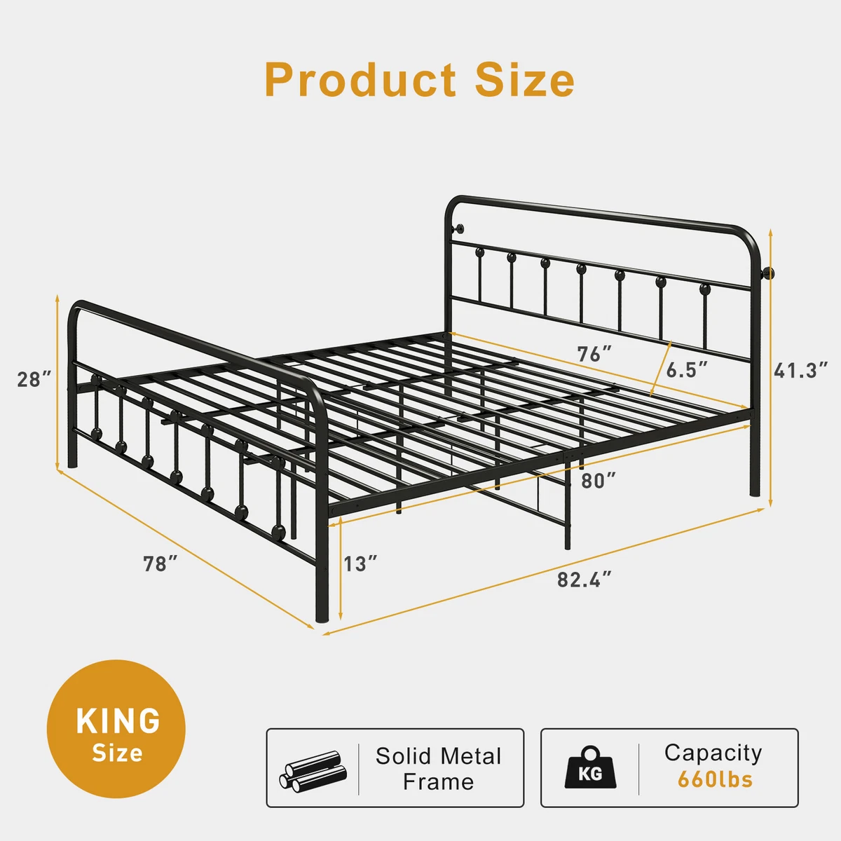 King black on sale metal bed frame