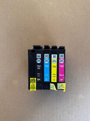 4pk Genuine Epson 702XL Black & Standard Color Ink Cartridge WF-3720 WF-3730