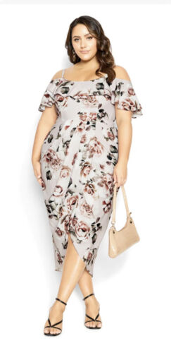 Champagne CITY CHIC Floral Cocktail Dress BNWT PlusSize 24 RRP £75 Wedding Races - Picture 1 of 8