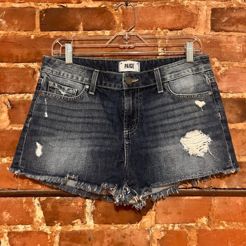 Short En Jean Vieilli Paige Daryn - Taille 29 (équivalent 26) - Coupe Déchirée - Occasion