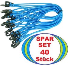40 x tarpaulin tensioner 25 cm blue clamping rubber clamping fix hook expander rubber tensioner