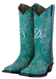 turquoise square toe boots