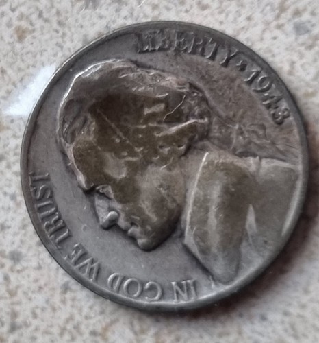 1943-P Five 5 cents USA Jefferson Wartime Silver Nickel "Certified" - Foto 2 di 4