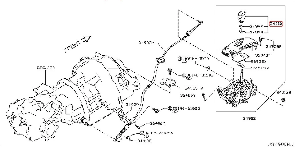 Nissan Genuine R35 GT-R GTR BLACK EDITION Red Stitch shift knob 34910-6AV0A OEM - Image 3 of 4