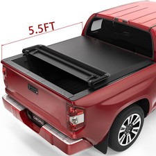 5.5ft Soft 4-fold Tonneau Cover Truck Bed For 2014 - 2021 Toyota Tundra W Lamp