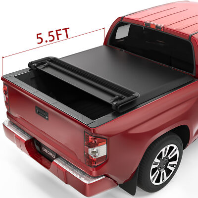 #ad #ad 5.5ft Soft 4 Fold Tonneau Cover Truck Bed For 2014 2021 Toyota Tundra w Lamp $156.99