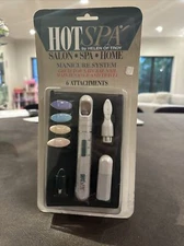 Helen of Troy Red Hot Spa Manicure Electric Tool File Set Travel Buff Case NEW