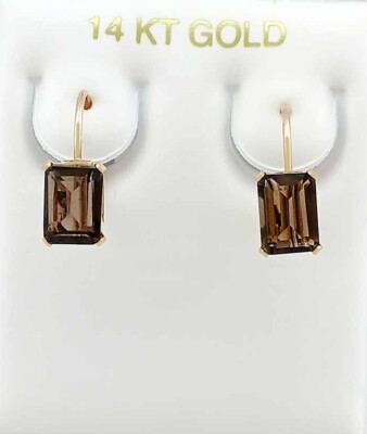 ECHTE 2,16 kt RAUCHTOPAS OHRRINGE 14 K GOLD - kostenlose Zertifikat Bewertung