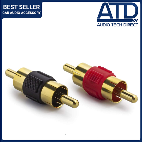 Pair of RCA Phono Cable Splice Male To male Gold Plated Coupler Joiner