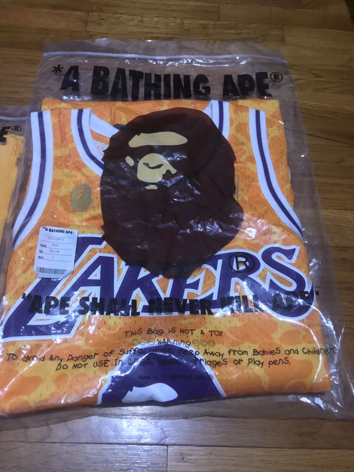 BAPE x Mitchell & Ness Lakers ABC Basketball Authentic Jersey Yellow Men's  - FW18 - US