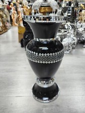 Black & Silver Floor Vase Large 40Cm Sparkly Silver Mirrored Style 10