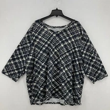 Catherines Suprema Collection 4X Plaid 3/4 Sleeve Tunic Top Stretch Boho Preppy