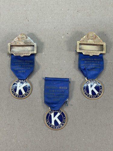 (3) 1928 Kiwanis International Sacramento Capitol Enameled Badge (E7)
