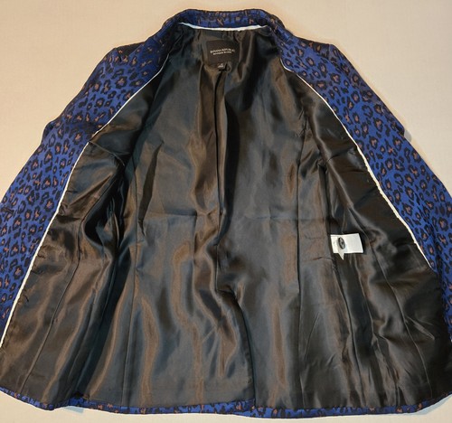 Banana Republic Boyfriend Blazer Women Leopard Single Button Vibrant Blue Suit O - Picture 7 of 11