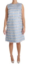 Dolce & Gabbana Light Blue Silver Shift Gown Women's Dress