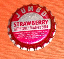 VINTAGE JUMBO STRAWBERRY Soda Pop Uncrimped P/L Plastic Lined Bottle Cap