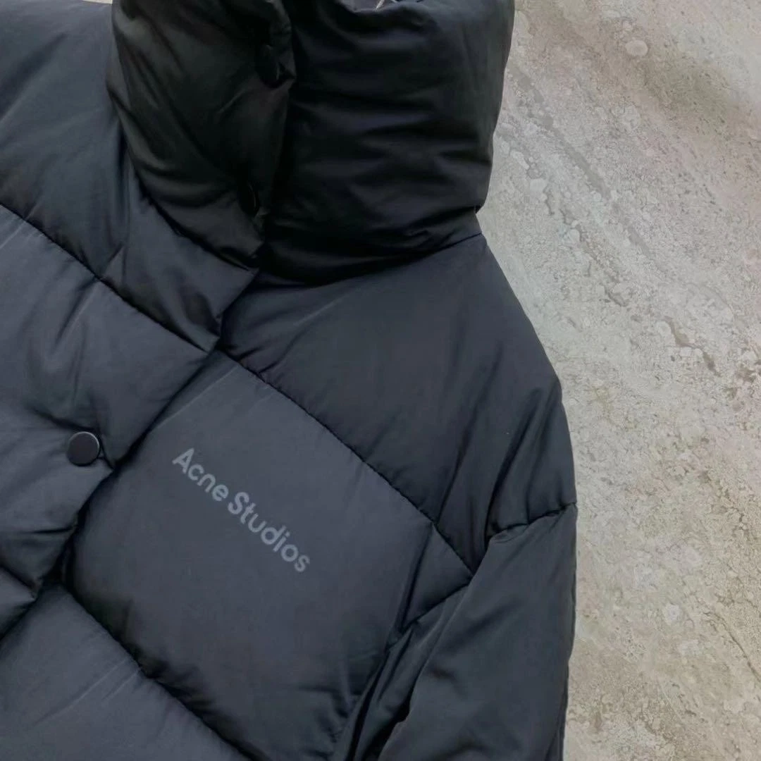 Unused Acne Studious Unisex Short Down Jacket Size L Black Length 77cm - product detail image 4