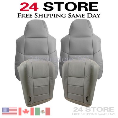 For 2002 2003 Ford Excursion Limited Driver & Passenger Leather Seat Cover Gray
