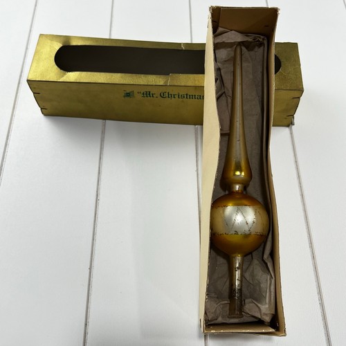 Mr Christmas Vintage mercury Glass Gold Silver Tree topper ornament 10”