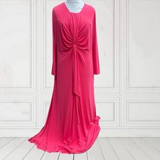 Calvin Klein Deep Pink Ruched Elegant Long Formal Evening Dress Size Medium