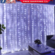 LED Curtain String Lights 300 LEDs 8 Modes Remote Timer Indoor Outdoor Decor New