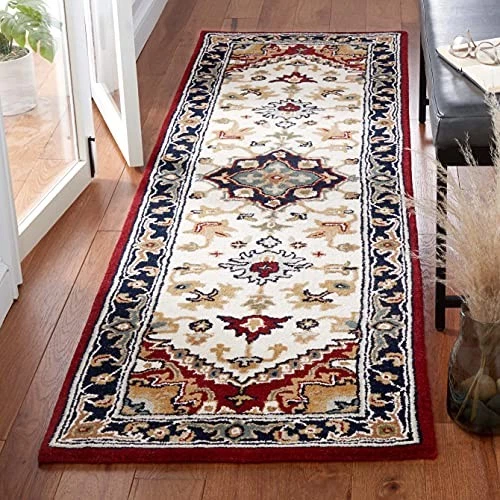  Heritage Collection Runner Rug - 2'3" x 12', Ivory & Red, Handmade  - Image 2 of 4