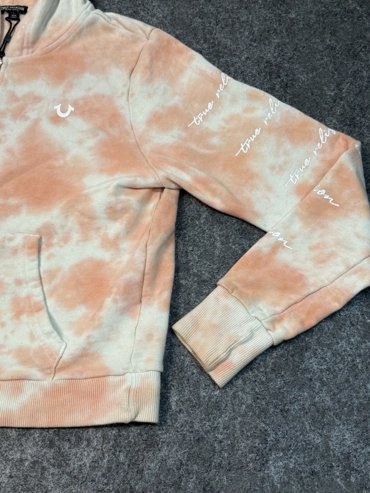 Sudadera con capucha True Religion naranja tie dye cremallera completa para mujer Foto 3 de 4