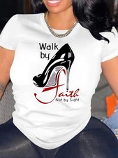 Walk by Faith High Heel T-Shirt | Christian Stiletto Graphic Tee