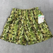 NWT Speedo Mens Large Floral Print Swim Trunks Shorts Elastic Waist
