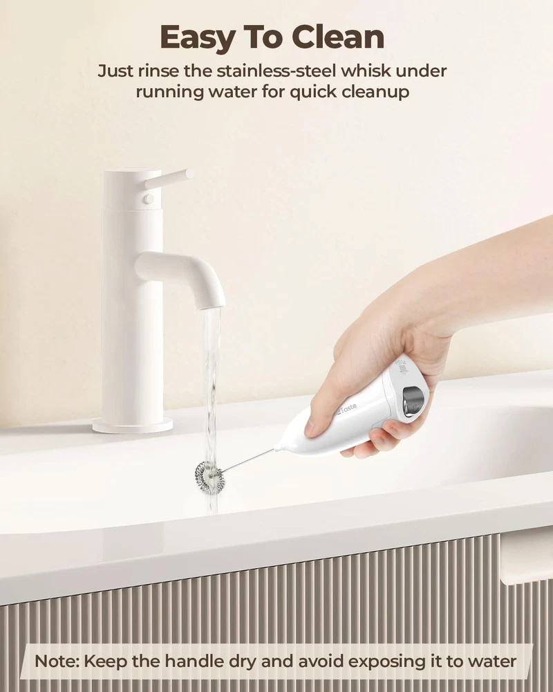 Handheld Battery Operated Milk Frother Electric Foam Maker Drink Mixer in White