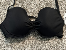NEW Shade Shore Black Padded Underwire Bikini Top Size 34D