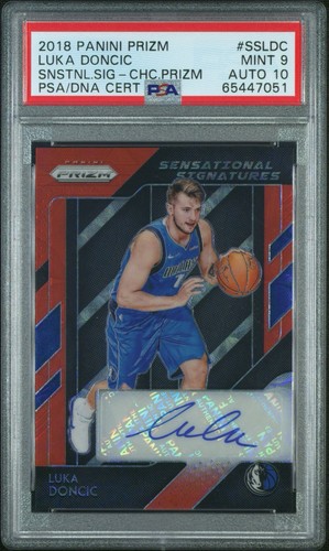 2018 PANINI PRIZM SENSATIONAL SIGNATURES CHOICE PRIZM LUKA DONCIC PSA 9 AUTO 10