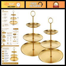 3-Tier Gold Cupcake Stand Set - Stainless Steel Dessert Display Tower for Partie