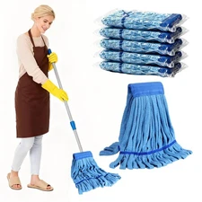 5 Pack Commercial Mop Head Replacement, 6.6 Inch Headband Heavy Duty Microfib...