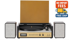 Crosley CR7017B-BK Coda 3-Speed Bluetooth Turntable FM Radio Speakers Black