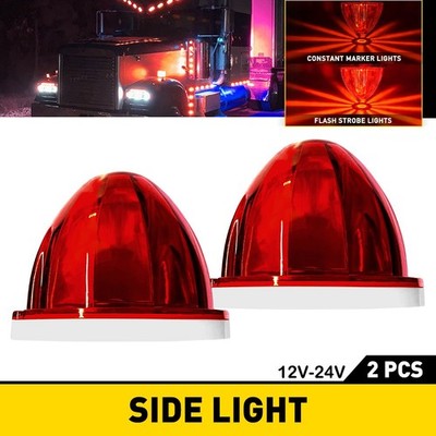 2x LED Watermelon Lights Red For Truck Trailer Round Side Marker Lamps 12V EAH