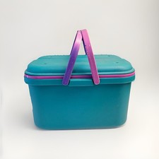 Vintage Eagle Craftstor Sewing Craft Storage Organizer Tote Bin Teal Purple